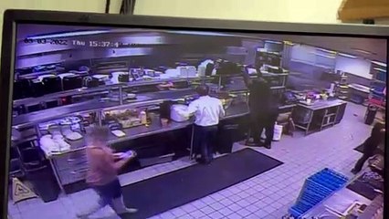 Coffees Sent Flying by Surprise Karate Chop