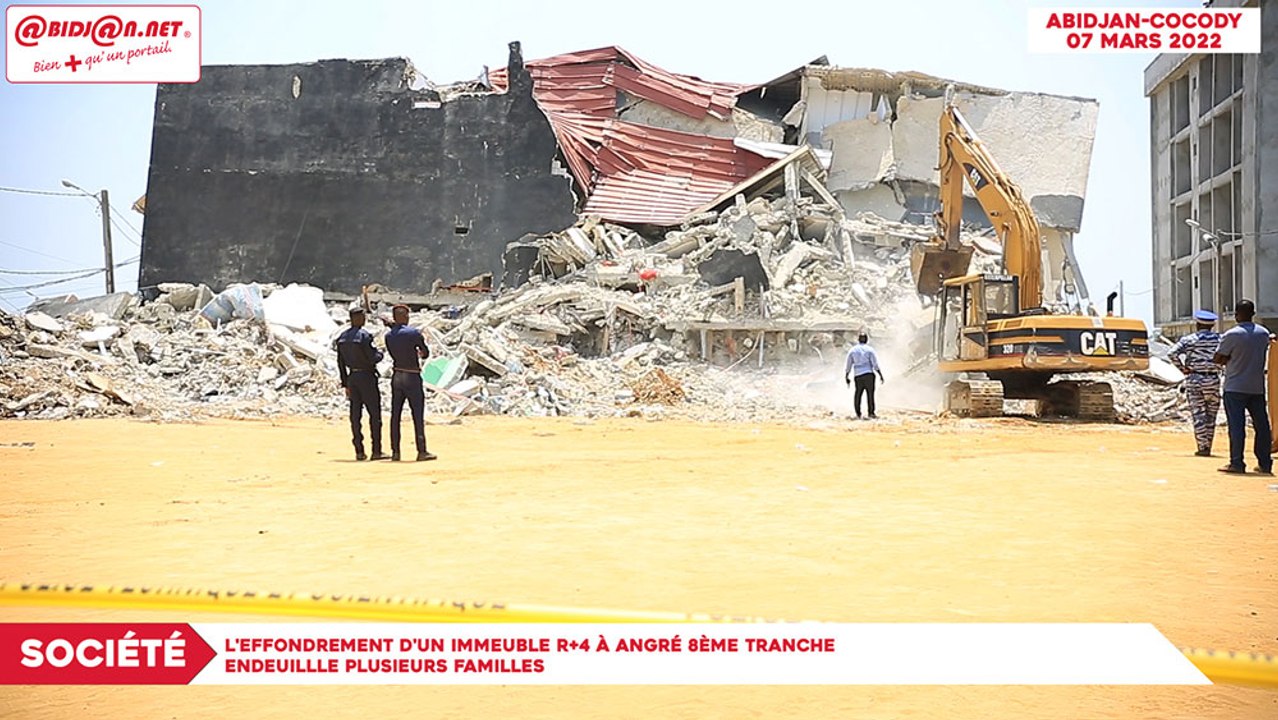 Drame : L'effondrement d'un immeuble R+4 à Angré 8ème tranche endeuillle plusieurs familles