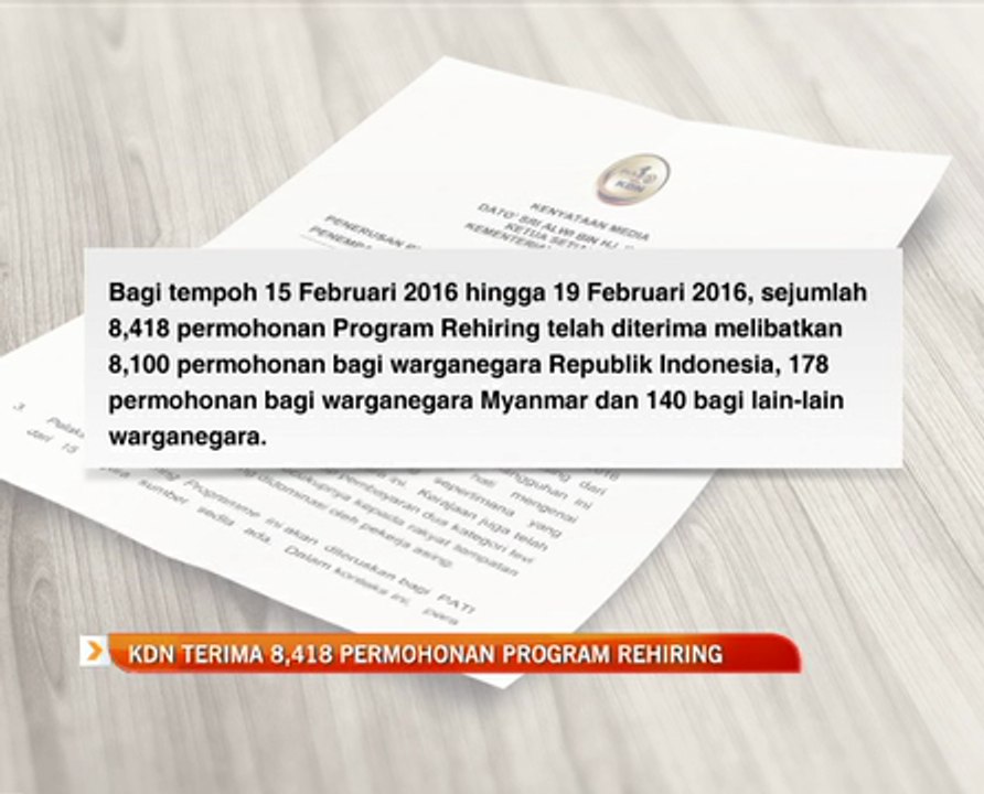 KDN terima 8,418 permohonan Program Rehiring