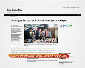 Malaysia dan Bangladesh meterai MOU bawa 1.5 juta pekerja asing