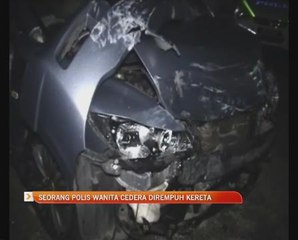 Seorang polis wanita cedera dirempuh kereta