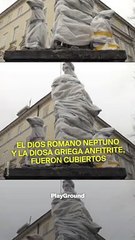 Cubren estatuas de Ucrania