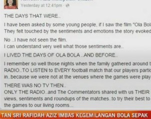 Tan Sri Rafidah Aziz imbas kegemilangan bola sepak