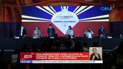 Mga kandidatong 'di lalahok sa Comelec debates, pagbabawalan nang gumamit ng e-rally platforms | UB