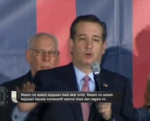 Ted Cruz tewaskan Donald Trump di Kaukus di Iowa