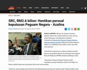SRC,  RM 2.6 bilion: Hentikan persoal keputusan Peguam Negara-  Azalina Othman