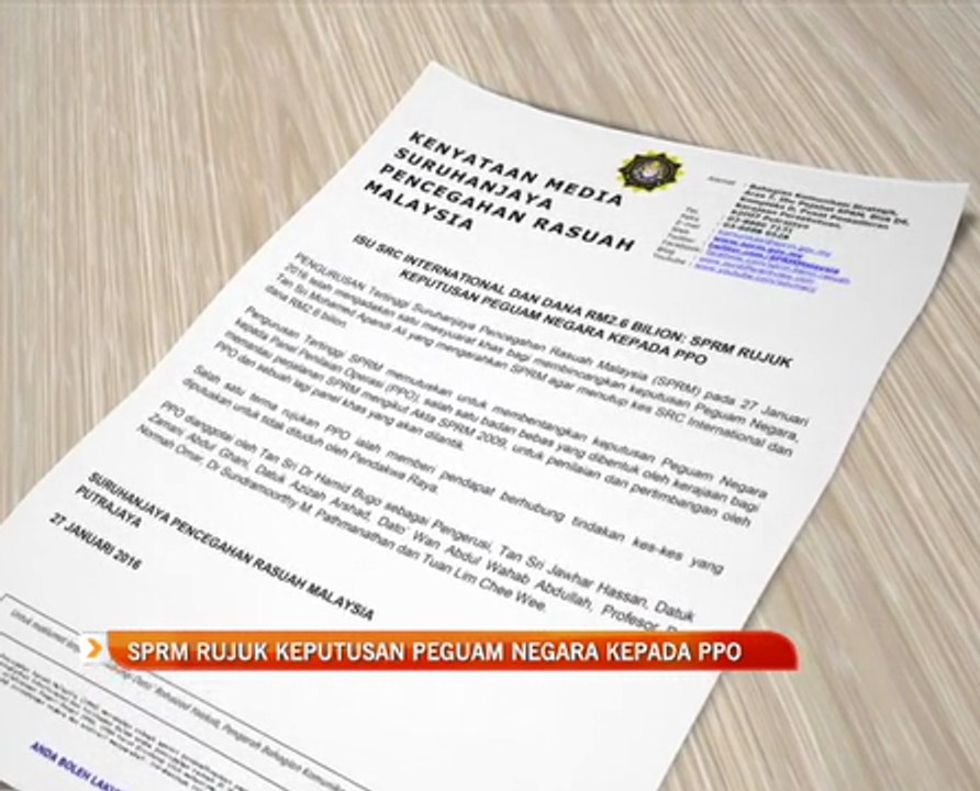 SPRM rujuk keputusan Peguam Negara kepada PPO