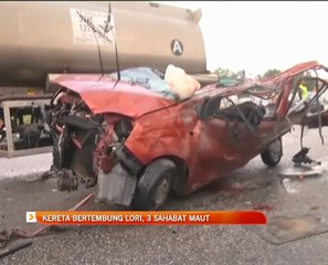 Kereta bertembung lori, 3 sahabat maut