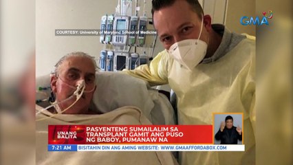 Pasyenteng sumailalim sa transplant gamit ang puso ng baboy, pumanaw na | UB