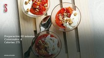 Vídeo Receta: Ciruelas caramelizadas con yogur y cereales