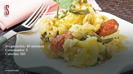 Vídeo Receta: Patatas a lo pobre con salchichas