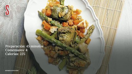 Vídeo Receta: Alcachofas con espárragos verdes