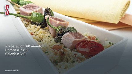 Vídeo Receta: Brocheta de atún marinado con cuscús
