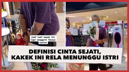 Definisi Cinta Sejati, Kakek Ini Rela Menunggu Istri di Salon untuk Berikan Kejutan Bunga