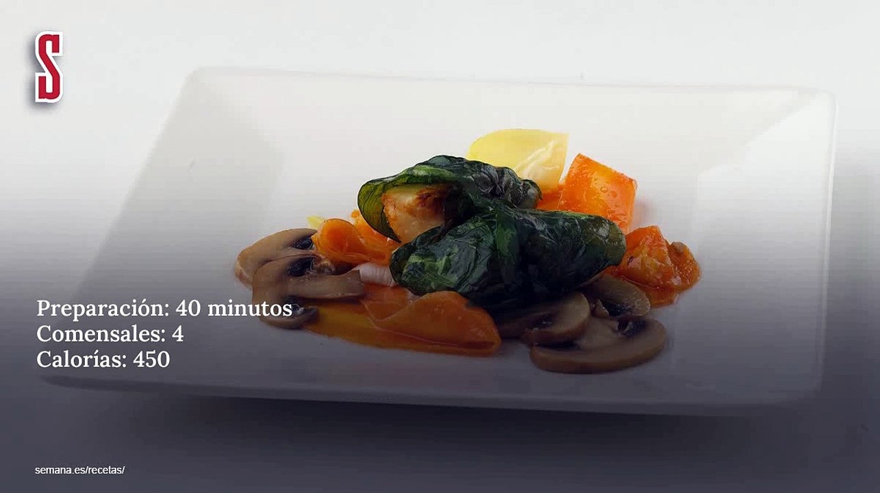 Vídeo Receta: Merluza confitada con verduras y salsa de espinacas