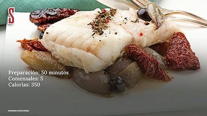 Vídeo Receta: Lomo de skrei con aceitunas, chalotas y tomates secos