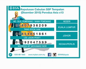 Senarai pemenang cabutan bulanan SSP BSN November 2015