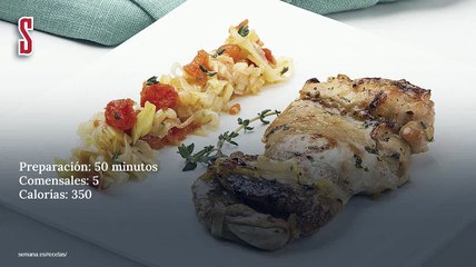 Vídeo Receta: Contramuslos  de pollo con puerro y tomate al romero