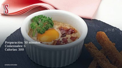Vídeo Receta: Cazuelitas de huevos con crema de foie gras y jamón