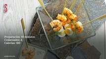 Vídeo Receta: Brochetas de langostino y huevo de codorniz