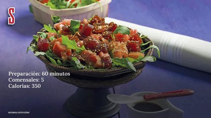 Vídeo Receta: Ensalada de tomate con atún fresco macerado