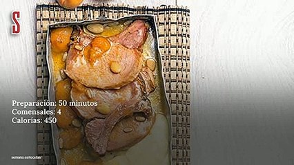Vídeo Receta: Chuletas de Sajonia con albaricoques y puré de patata