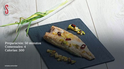 Vídeo Receta: Lubina a los ajos tiernos