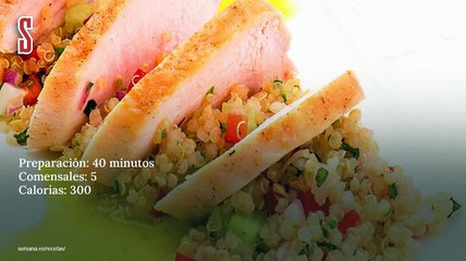 Vídeo Receta: Pollo a la plancha con tabulé de quinoa y vinagreta de perejil