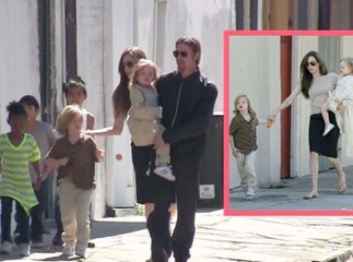 Exclu vidéo : Quand les enfants de Brad et Angelina tirent une tête de 6 pieds de long !