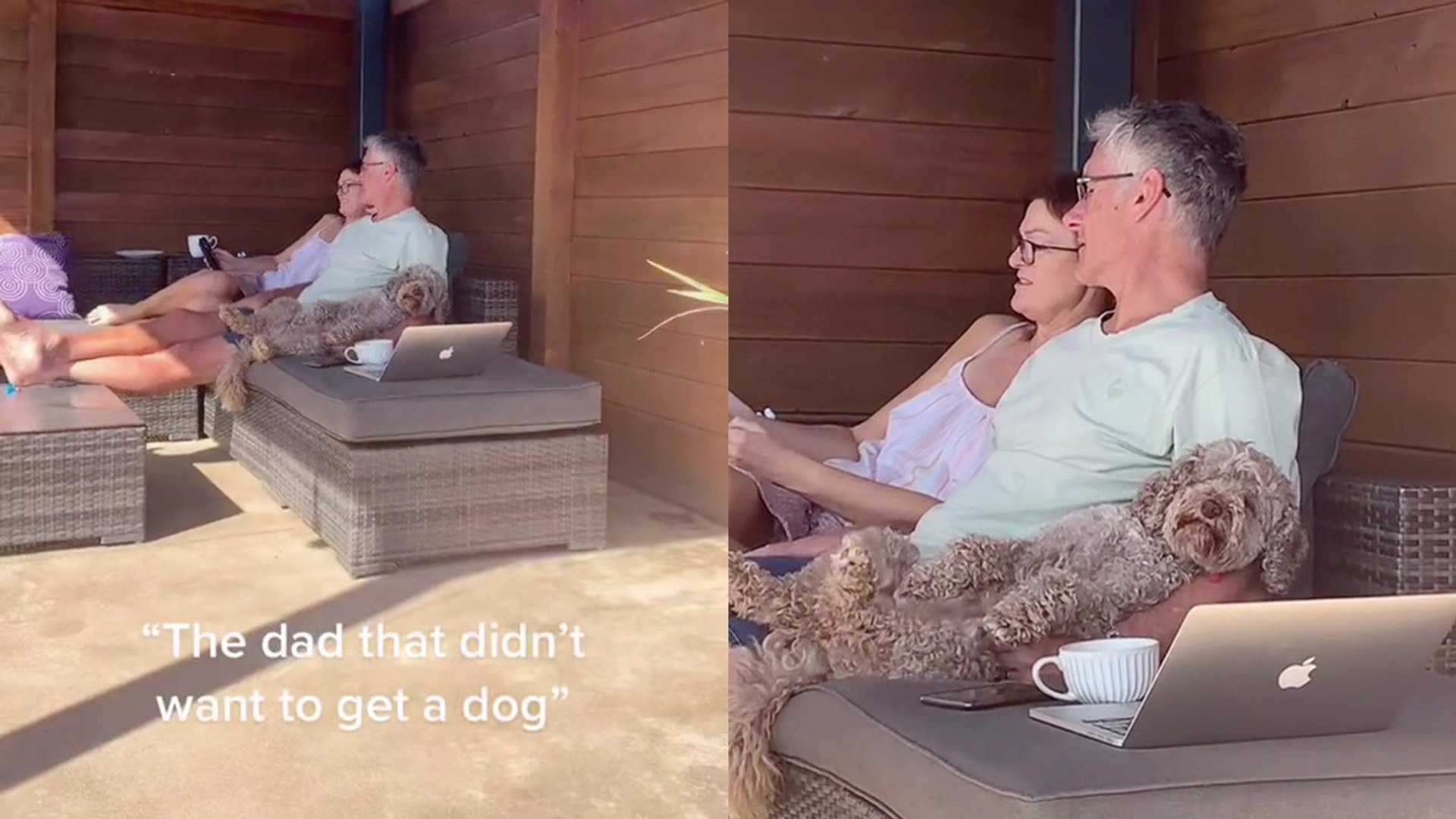 ⁣'Girl films dad as he chills with the dog he said he didn't want *ADORABLE*'