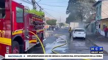 ¡Bomberos sofocan incendio de un vehículo en Comayagua!