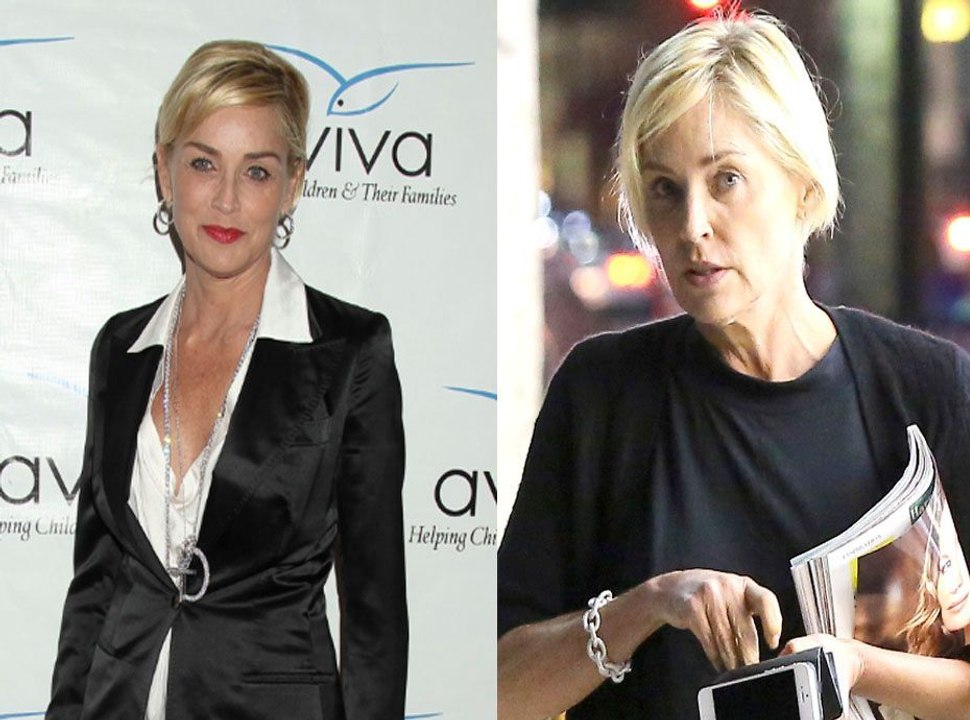 Exclu Vidéo : Sharon Stone sur un red carpet VS Sharon Stone au naturel : comment la préférez-vous ?