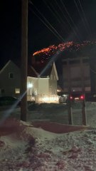 Chimney Fire Sends Sparks into Night Sky