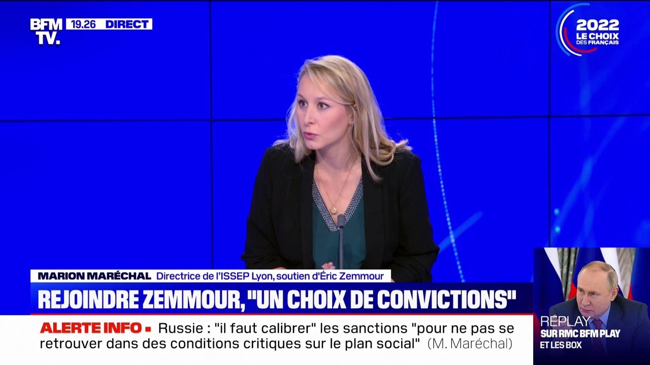 Marion Maréchal assure avoir "la conviction qu'Eric Zemmour sera au second tour" de l'élection présidentielle