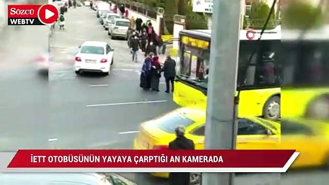 İETT otobüsünün yayaya çarptığı an kamerada