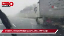 İstanbul Havalimanı D20 Karayolu'nda kar yağışı