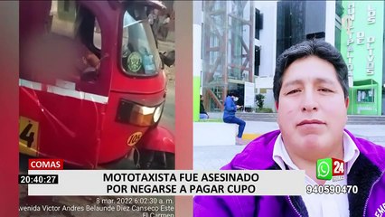 下载视频: Comas: asesinan a mototaxista por negarse a pagar cupos a extorsionadores, según testigos