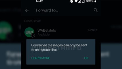 WhatsApp limita los mensajes reenviados para que solo se puedan enviar una vez