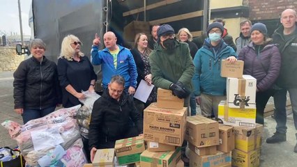The first trucks for the Hartlepool mercy mission to Ukraine at Hogg Logistics