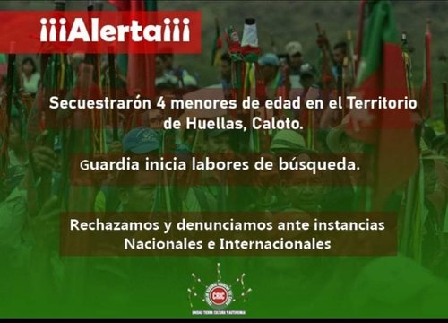 Cuatro menores de edad habrían sido secuestrados en Piendamó, Cauca