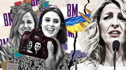 Yolanda Díaz evita la foto con Montero y Belarra en la manifestación del 8M en plena crisis sobre las armas