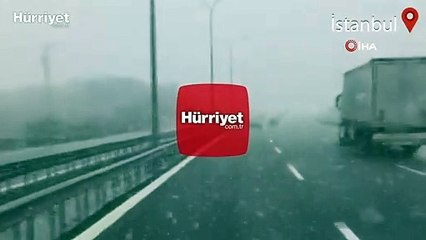 İstanbul Havalimanı D20 Karayolu'nda  kar yağışı