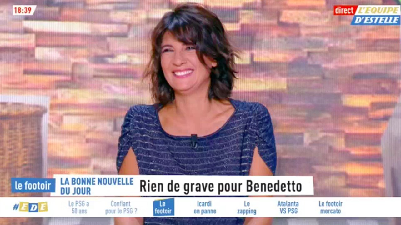 Le fou rire d'Estelle Denis sur l'Equipe TV