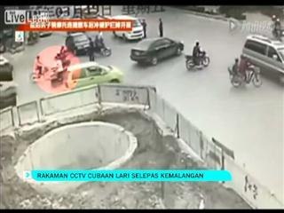 Rakaman CCTV cubaan lari selepas kemalangan