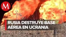 Cohetes rusos destruyen base militar afuera de Leópolis en Ucrania