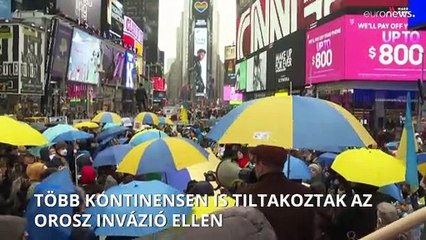 Több kontinensen is tüntettek az ukrán nép mellett, az orosz invázió ellen