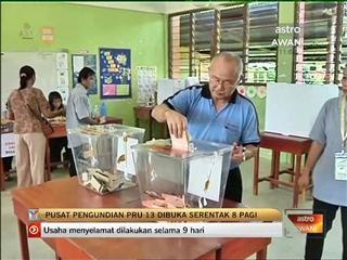 Pusat pengundian PRU13 dibuka serentak 8 pagi