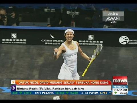 Datuk Nicol David menang skuasy terbuka Hong Kong