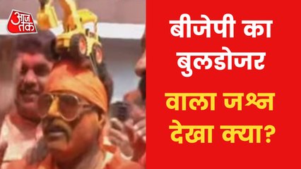BJP workers celebrate in Lucknow amid trends of their win