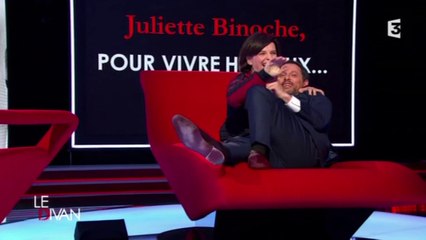 Le divan de Marc-Olivier Fogiel - Juliette Binoche fait tomber Marco sur le divan - 160426